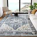 AMADA HOMEFURNISHING 5x7 Area Rugs, Washable Living Room Rug Low-Profile with Non-Slip Backing & Durable Edge Binding, Vintage 5x7 Rugs for Living Room, Bedroom, Dinning Room