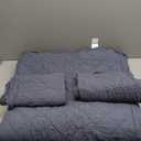 HORIMOTE HOME 100% Linen Front/100% Cotton Back Quilt Set King Size, Steel Blue Pre-Washed European Flax Linen Quilt, Diamond Stitch Bedspread Coverlet Bedding Set 3-Piece for All Seasons