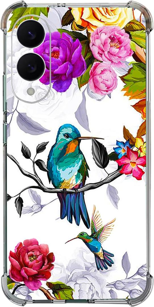 Case for Galaxy S25 Edge,Hummingbird in Flowers Style Drop Protection Shockproof Case TPU Full Body Protective Scratch-Resistant Cover for Samsung Galaxy S25 Edge