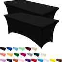 Utopia Kitchen Spandex Tablecloth 2 Pack [6FT, Black] Tight, Fitted, Washable and Wrinkle Resistant Stretch Rectangular Patio Table Cover for Event, Wedding, Banquet & Parties [72Lx30Wx30H Inch]