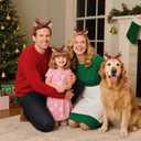 Atoden Deer Antlers Headband Realistic Reindeer Hair Bands Fawn Ears Headpiece Christmas Halloween Accessories Women Girls (Red)