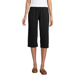 Lands' End Women's Sport Knit High Rise Elastic Waist Capri Pants, 2XL, Black