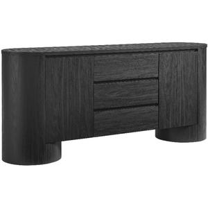 Modway Duval Oval Wood Grain 71 Inch Sideboard with Doors and Drawers in Black