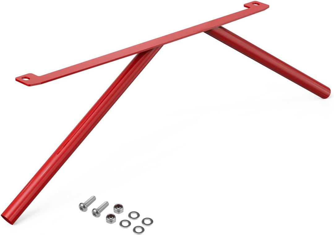 Bevinsee Front Grille V Cover Braces Kidney Struts Rods Tuning Bar | Compatible with E46 323i 325i 328i 330i 1999-2006, Steel Red