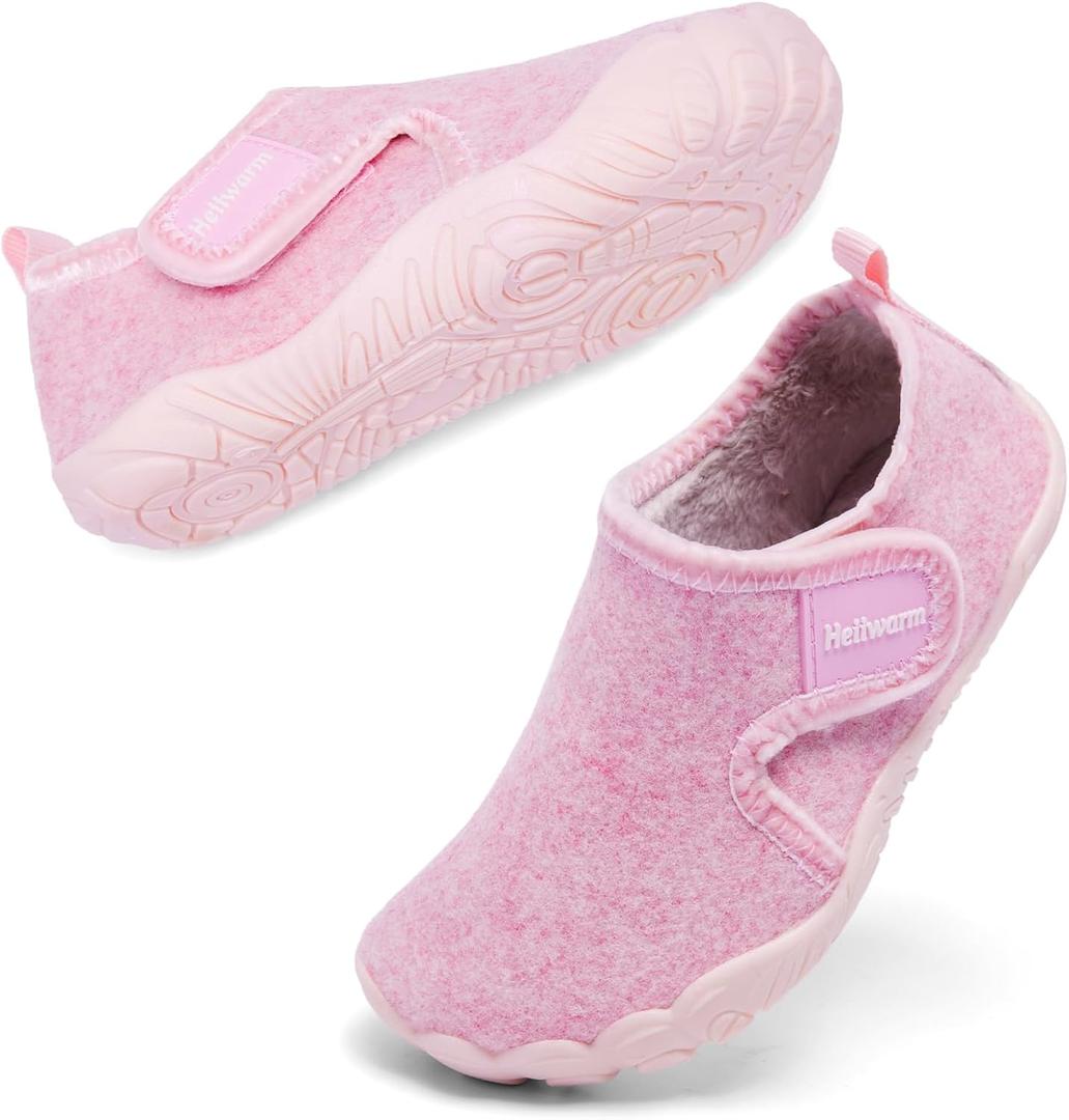 Toddler Winter Slippers Soft Warm Fleece Cozy House Non Slip Lightweight Bedroom Slippers for Girls Boys (Pink)