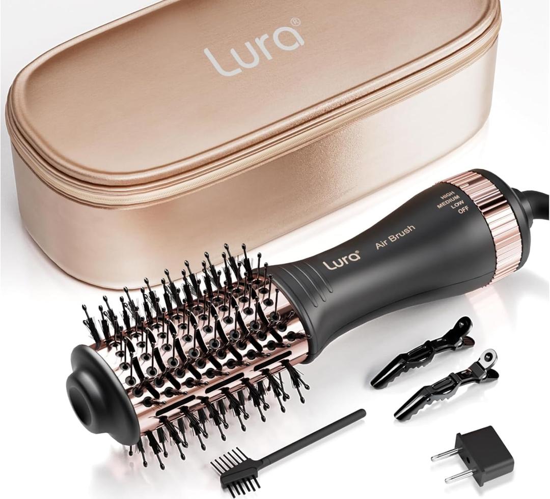 Automatic Dual Voltage Hair Dryer Brush with European Plug,Mini Travel Blow Dryer Brush for Women,Portable Light Weight One Step Hair Dryer and Styler for Kids (2 inches, Black)