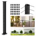 36" Swageless Cable Railing Corner Post, T-Drilled Three-Side Stainless Steel T304 Corner Rail Post, Upgraded Black One-Post Corner Solution, Wire Metal Post for Indoor Outdoor Corner Railing