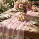 Remagr 9.8 ft Pink Butterfly Table Runner Embroidery Seasonal Table Decorations Tulle Fabric for Home Indoor Decor, Bridal Shower Wedding, Baby Shower Parties, Holiday DIY Craft Kitchen Decor