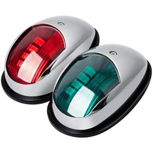 Obcursco Boat Navigation Lights, LED Red and Green Vertical Mount for Bow and Stern, IP67 Waterproof Marine Lights for Pontoon, Bass, and Jon Boats(Sliver)