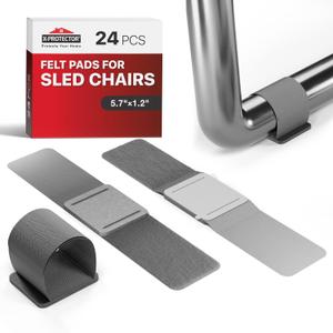 X-Protector Sled Base Chair Floor Protector - 24 PCS Chair Floor Protectors for Hardwood for Rail Feet - Floor Protectors for Chairs with Tubular Legs - Grey Wrap Felt Chair Glides!