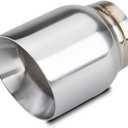 LCGP 3" Inlet Universal Exhaust Tip, 4" Outlet - 5" Long, Stainless Steel Double Wall Angle Cut