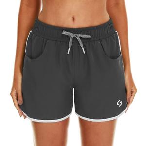 HODOSPORTS Women's 4" Swim Shorts Quick Dry Board Shorts Swimsuit Bottom with Pockets (XX-Large, Dark Grey)