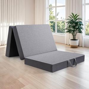 Tri Folding Mattress - Foldable Mattress for Travel/RV/Camping/Road Trip/Guest Room/Yoga, Tri-fold Memory Foam Mattress with Washable Cover, Handle & Non-Slip Bottom (Full)