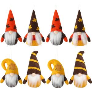 Skylety Thanksgiving Fall Gnome Autumn Hanging Ornament Harvest Swedish Handmade Scandinavian Tomte for Halloween Decor(8 Pieces)