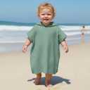 Frienda Muslin Hooded Beach Towel for Kids 22 x 26 Inch Soft Muslin Bath Poncho for Baby Green Absorbent Fast Drying Blankets for Boys Girls Newborns Toddler Beach Pool Bath Essentials