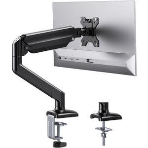 ErGear Single Monitor Arm for 13-34 inch Screens, Adjustable Gas Spring Monitor Mount Holds up to 22 lbs, Computer Monitor Stand with VESA Mount, C-Clamp & Grommet Base, Max VESA 100x100mm,