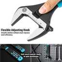 DURATECH 10-Inch Adjustable Wrench, Wide Jaw Opening Plumbing Wrench, CR-V Steel, SAE and Metric Scale Marked, Ergonomic Grip (Black & Blue)