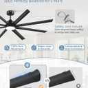 ZMISHIBO 84 Inch Ceiling Fans with Lights, Indoor/Outdoor Industrial Ceiling Fan with 8 Aluminum Reversible Blade, Quiet DC Motor, 3CCT&6-Speed Remote Control, Damp Rated for Living Room/Garage/Gazebo