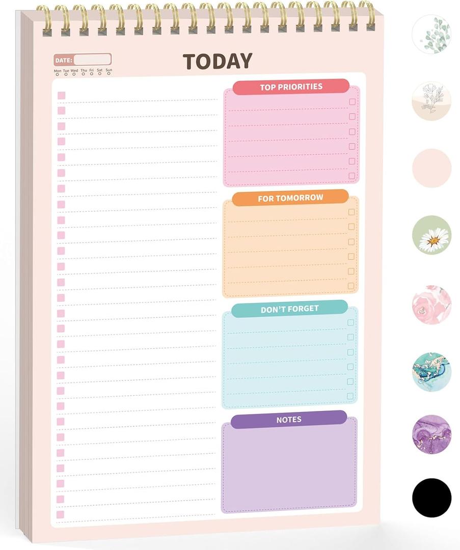 Forvencer To Do List Notepad (6.5 x9.8), To Do List Notebook for Work, Undated Daily Planner Organizer for Tasks Checklist & Goal Planning, To Do List Perfect for Office, School, Cute