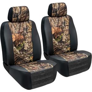 Mossy Oak Heavy Duty Seat Covers for Front Seats; Fits Full-Size SUV or Truck; Includes Front and Rear Storage Pockets, Built-in Molle Style Organizer; Semi-Custom Fit; 2pcs