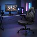 Sweetcrispy Computer Gaming Desk Chair - Big Tall Ergonomic Lumbar Support with Flip-up Armrest and 360 Swivel Wheels, PU Leather Height Adjustable, for Home and Office, Black