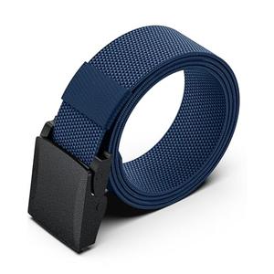 morsisho Tactical Belt Nylon Web Work Belt Cuttable No Holes Invisible Adjustable with Automatic Slide Buckle Belt for Waist Clip Fan 1 Pack (Dark blue)