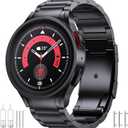 Titanium Band Compatible with Samsung Galaxy Watch 7 40mm 44mm/Galaxy Watch 6 Classic 43mm 47mm/Galaxy Watch 5 Pro 45mm/Galaxy Watch 4 Classic 46mm, No Gaps 20mm Business Titanium Watch Band (Black)