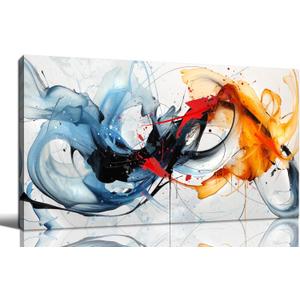 aburaeart Blue Abstract Canvas Wall Art Bedroom - Large Wall Art for Living Room Ready to Hang Size 29" x 59"