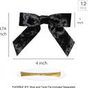 LaRibbons 12 Pack Black Velvet Christmas Bows for Gift Wrapping, 4" x 3.74" Decorative Velvet Gift Bows with Twist Tie for Presents, Tree, Wreath & Holiday Decorations