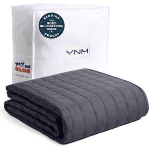 YnM 15lbs Weighted Blanket for Adults, Heavy Bed Throw Blanket with Cooling Glass Beads for All Season Use, Ideal for ~140lbs (48x72 Inches, Twin/Full, Dark Grey)