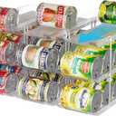 Can Organizer For Pantry Canned Food Goods Organizer For Cabinet Clear Automatic Rolling Can Storage Organizer Pantry Holders Rack, Holds Up to 36 Cans