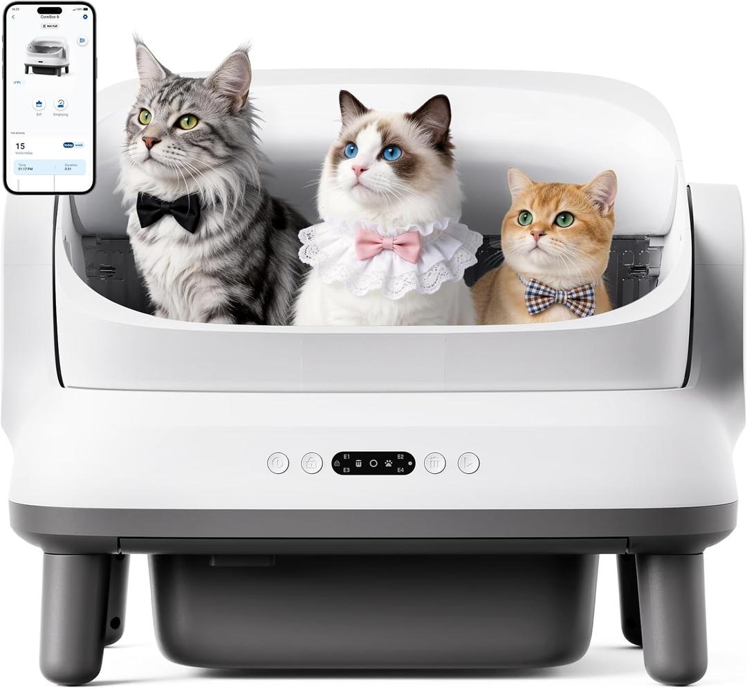 Happypaw XXXL Open-Top Automatic Self Cleaning Litter Box for Multiple Cats
Extra Large Space,Low Entrance, Safety Sensor, Anti-Pinch, 12L Waste Bin, APP Control, Includes Liners, Odor Free