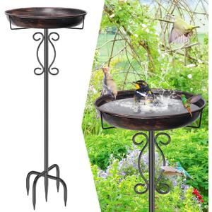 Metal Bird Bath for Outside, 40In Tall Vintage Freestanding Birdbaths & Birdfeeder, Outdoor Bird Bath Bowl with Sturdy 5-Pronged Base for Garden Patio Yard Lawn Decor (Vintage Bronze)