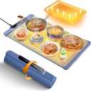 Food Warming Mat 25.2" x 14.96",Electric Warming Tray for Fast Heating | Foldable Warming Mat for Food with Adjustable Temperature Control & Timer, Raised Feet for Family Gatherings & Daily Use (Dark Blue)