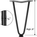 SMARTSTANDARD 8 Inch Heavy Duty Hairpin Furniture Legs, Metal Home DIY Projects for TV Stand, Sofa, Cabinet, etc with Rubber Floor Protectors Black 4PCS