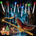 TLPUHU Floating Candles 18 Pcs with Magic Wand Remote, Christmas Decorations Multicolor Hanging Candles with String Battery Operated Flameless Taper Candle for Christmas Party Home Room Decor