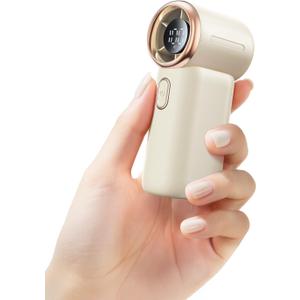 SWEETFULL Handheld Turbo Fan, 100-Speed Mini Fan with Digital Display, 12H Rechargeable Cooling, Portable for Travel & Outdoor Beige