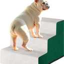 Enjoying Dog Stairs for High Bed and Couch Pet Steps for Small Dogs Short Legged Elderly Dogs Cat Ladder, Non-Slip, Self-Assembly, Washable, Green/Grey