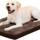 Dog Crate Bed for Large Size Dogs, Washable Dog Kennel Pad Ultra Soft Pet Sleeping Mat for Cages, Anti-Slip Bottom,35x22 inch, Brown