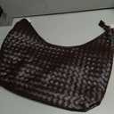 Woven Hobo Bag for Women Crescent Shoulder Bag Soft Zipper Daily Work Handbag Lightweight Trendy Chic Handbag, Chocolate