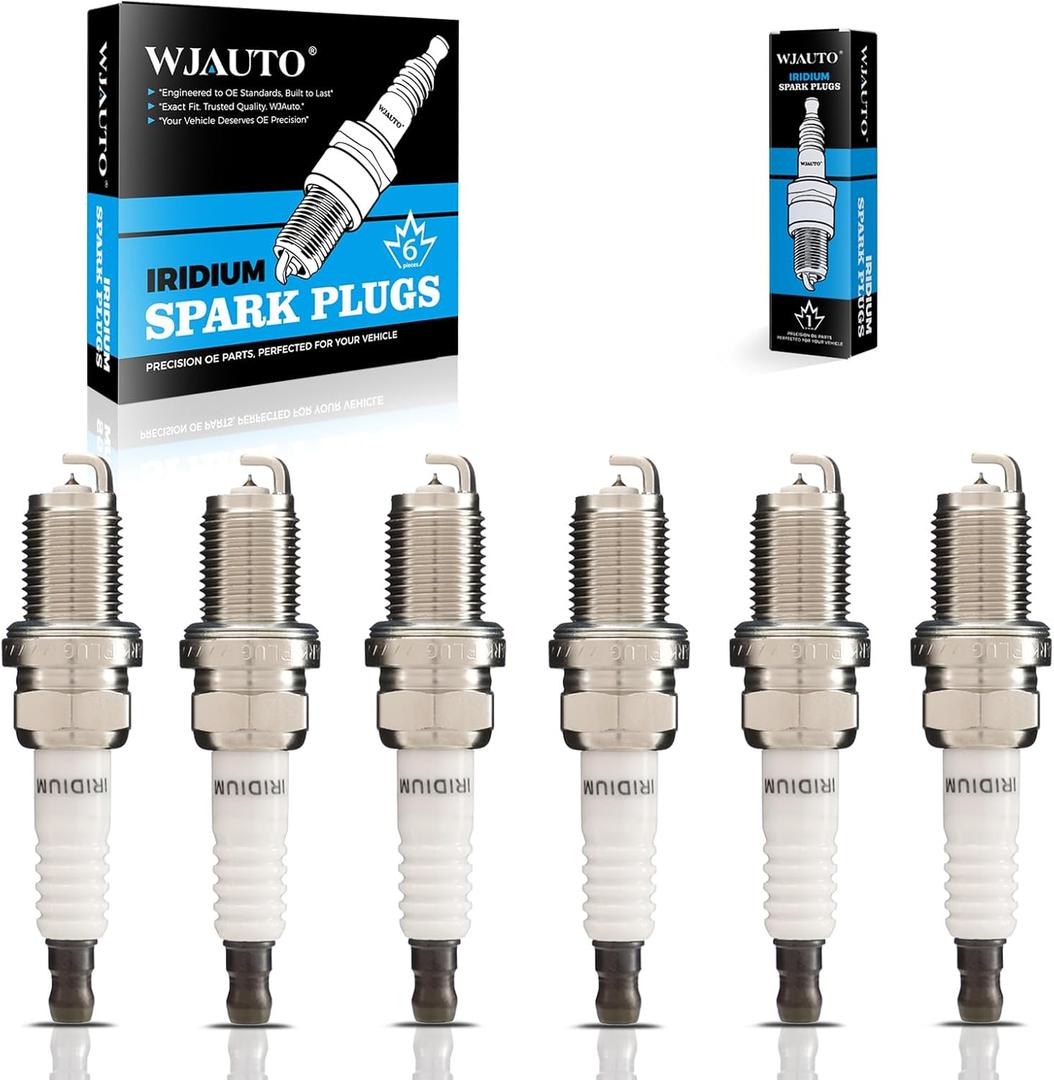 Spark Plugs Iridium 6 Pack, Pre-Gapped Bujas Sparkplugs OEM Replacement for Acura American Motors BMW Audi Chevrolet Chrysler Hyundai Dodge Hyundai International Jeep Nissan Plymouth Toyota