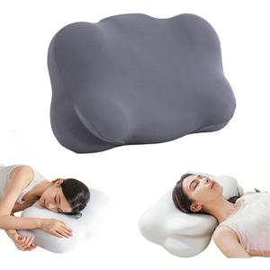 Cloud Pillow, Mellow Sleep Pillow, Ergonomic Memory Foam Pillows, Adjustable Cervical Neck Support Pillow with Breathable Pillowcase for Side Back Stomach Sleepers (Dark Grey)