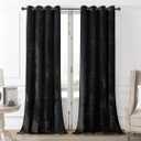 SMILETIME Black Crushed Velvet Curtains 52x90 inch Luxurious Thermal Insulated Soundproof Drapes for Living Room Bedroom Office Soft and Durable Light-Filtering Window Treatments, 2 Panels