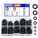 2 x 350PCS 65Mn Steel Internal Tooth Star Lock Washers Kit - M2.5/M3/M4/M5/M6/M8/M10 Black Oxide Quick Speed Clips, Rust-Resistant Fasteners for Automotive & Machinery Repair