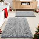 Yimobra Bathroom Rug Set 2 Piece, Soft Absorbent Chenille Bath Mat Set, Non Slip Machine Washable Quick Dry, Plush Shower Rugs for Bathroom Floor Sink Tub and Shower Outside, 32"x20"+24"x17", Gray