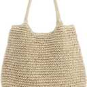 Freie Liebe Summer Straw Beach Bags for Women Large Woven Shoulder Handbags Boho Tote Bag for Vacation, Travel (Beige)