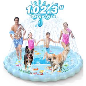 EPN Splash Pad, Extra Large Sprinkler Play Mat Fun for Kids, Thicker Summer Outdoor Water Toys Toddler Pool for 3-12 Years Old Children Boys & Girls (102.3")