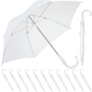 Hillban 12 Pcs Second Line Umbrella, White, Full 32 Inch Arc