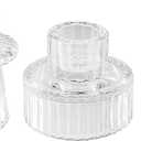 Double Sided Vintage Ribbed Taper Glass Candle Holders, Tea Candle Holder for Table Centerpieces, Wedding Decorations and Dinner Parties (Clear, 3 PCS)