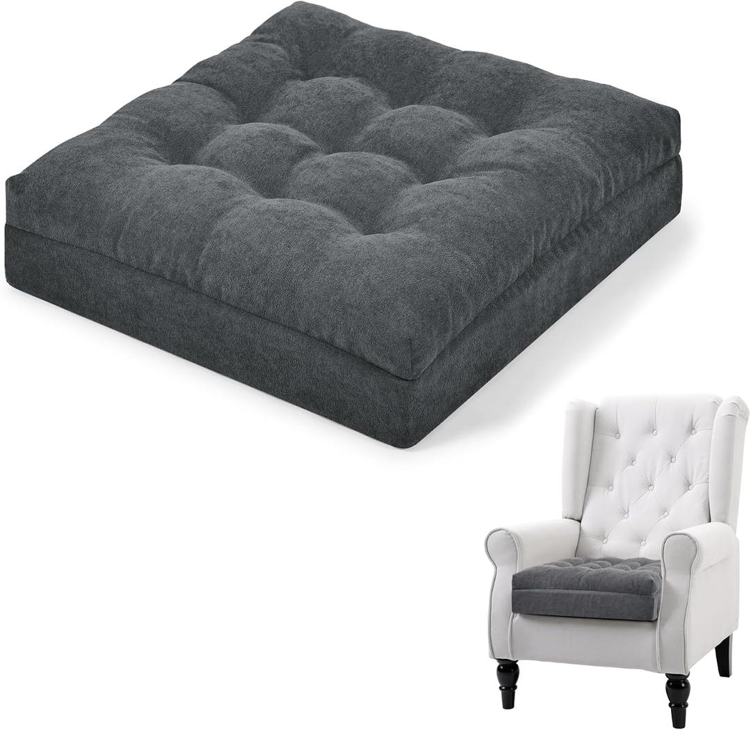 TANYOO Recliner Cushion Patent Dual Layer Fillings Chair Cushion for Elderly 20x20x5 Inches Extra Large Pad for Armchairs Booster Seat Cushions Pain Pressure Relief Dark Grey